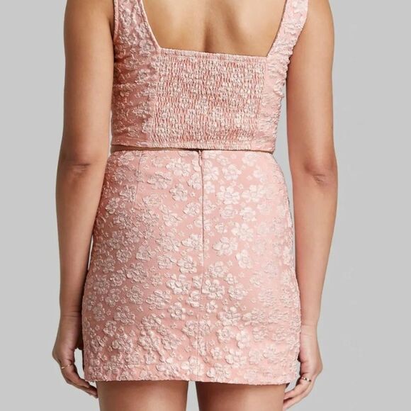 Wild Fable Bodycon mini skirt Set light pink floral NWT - Picture 2 of 4